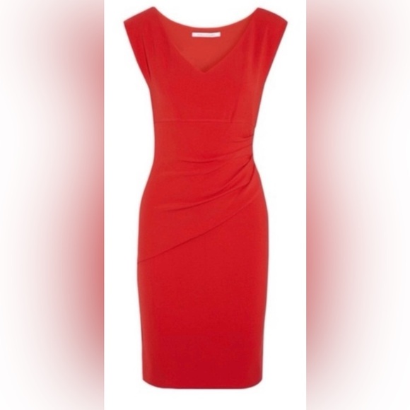 Diane Von Furstenberg Mini Cap Sleeves Ruched Sheath Dress in Red Poppy. - Picture 2 of 7